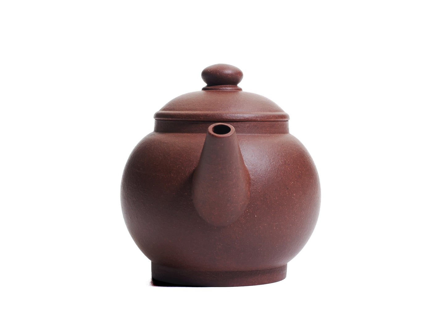 Front view of the Ju Lun Zhu teapot focusing on the spout and domed lid.